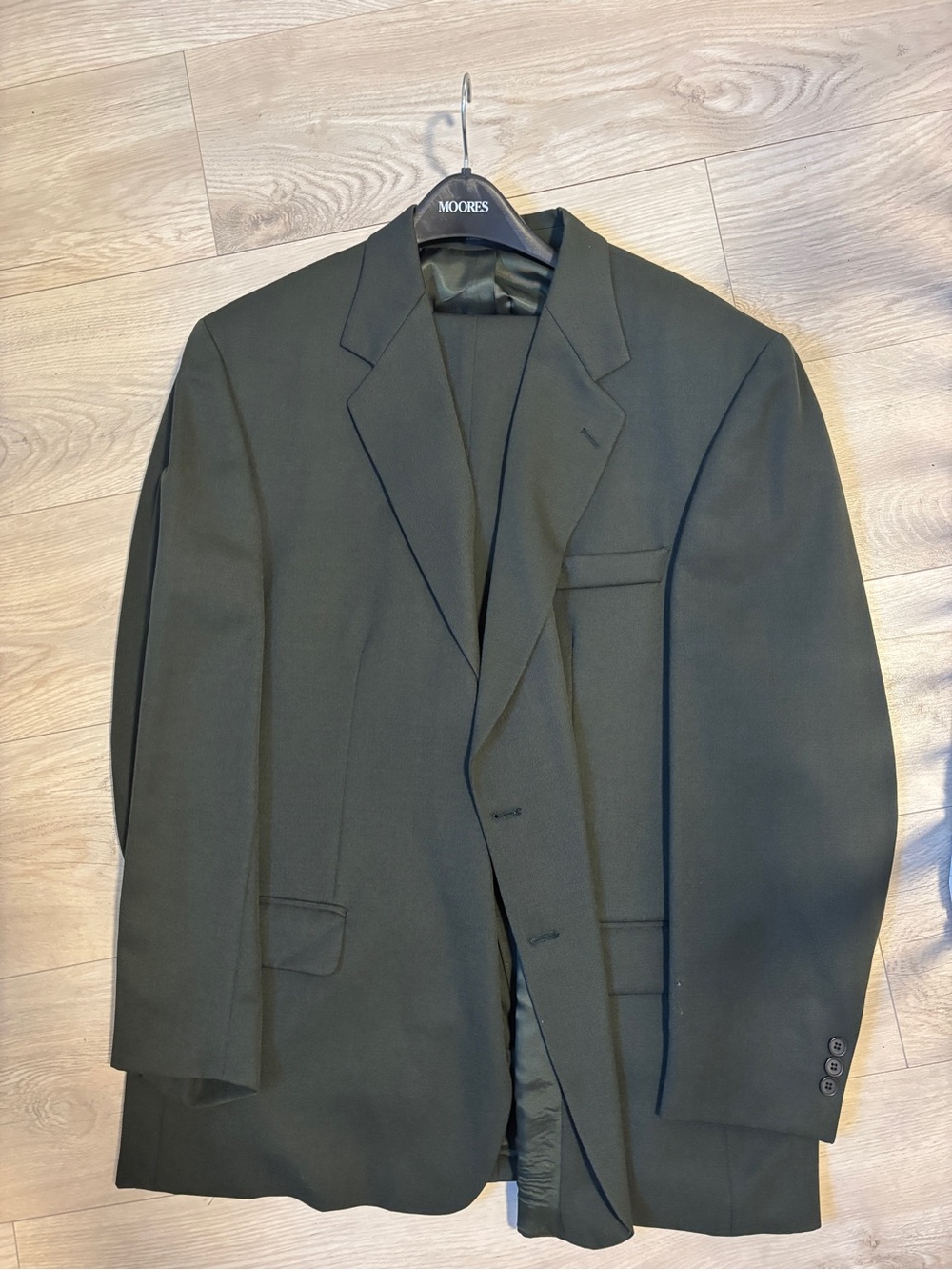 Men's Dark Olive Single-Breasted Wool Suit